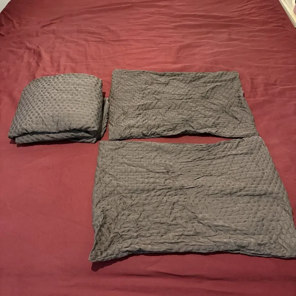 Calvin Klein Brown 100% Cotton Duvet Set 2 Shams Textured Polka Dot Cottage Boho